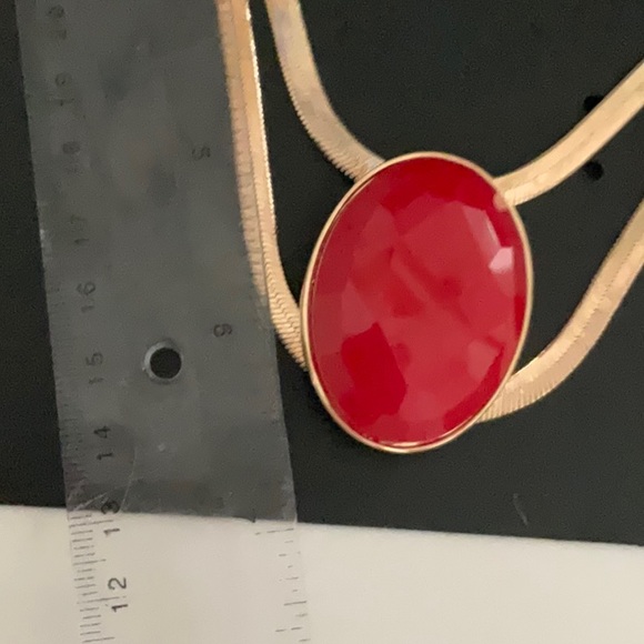 Thalia sodi red stone necklace gold cool and bold very serpentine 18” - Picture 7 of 7